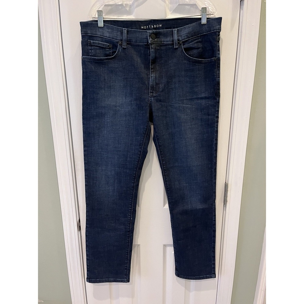 Mott & Bow Wooster Slim Fit Jeans Men 34x30 Dark Wash Indigo Blue Stretch - Picture 1 of 8